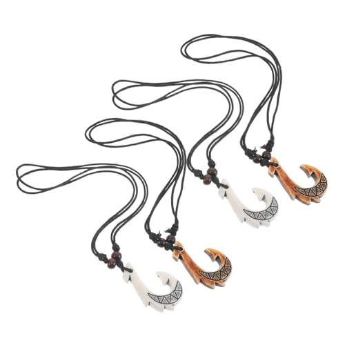 Holibanna 4 Stück Teiliges Fischhaken Halskette aus Leichtem Harz Ethnischer Tribal Anhänger mit Knochenoptik Einzigartige Halskette für Damen Herren Mädchen Reisesouvenir für Urlaub und von Holibanna