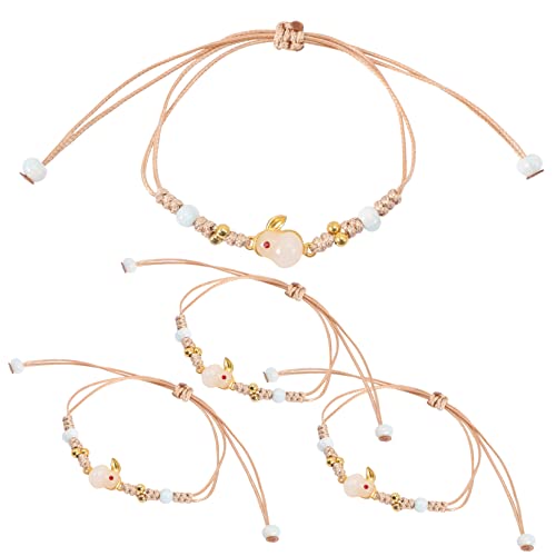 Holibanna 4 Stück Teiliges Geflochtenes Armband mit Hasenanhänger Handgefertigtes Damen Wickelarmband Hautfreundliches Langlebiges Handgelenksseil Modisches Schmuckzubehör für Alltag und von Holibanna