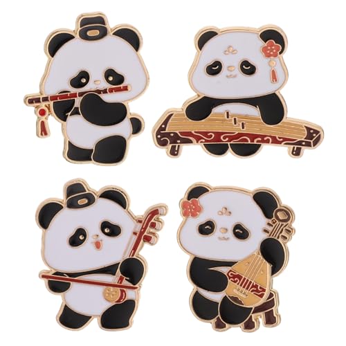 Holibanna 4 Stück Teiliges Panda Emaille Pin mit Chinesischem Stil Traditionell Inspiriertem Musikinstrument-design Vielseitig für Kleidung Rucksäcke Pullover und Taschen Dekorative von Holibanna