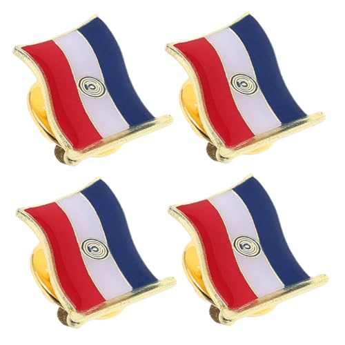 Holibanna 4 Stück Teiliges Paraguay Nationalflagge Metall Broschen mit Schützendem Epoxidüberzug Langlebig Vielseitig für Kleidung Rucksäcke Hüte Souvenir und Accessoire von Holibanna