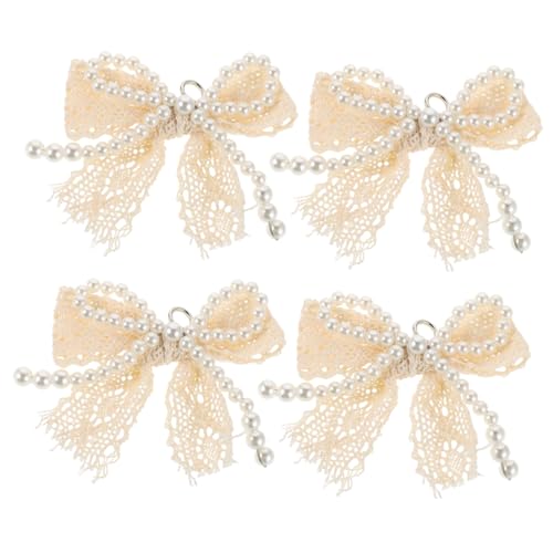Holibanna 4 Stück Teiliges Perlen-schleifen Schuhanhänger mit Abnehmbaren Spitzenbändern Modische Sneaker Taschencharms Elegante Schuhdekorationen für Damen Vielseitig als Schlüsselanhänger von Holibanna