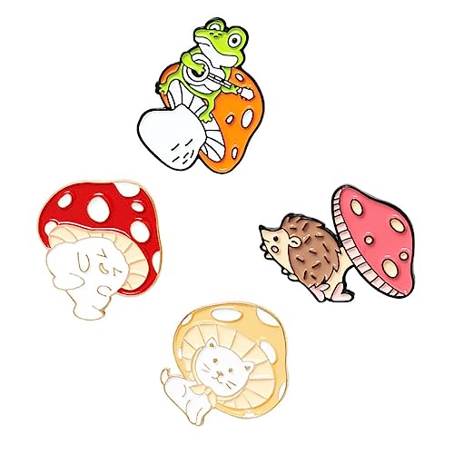Holibanna 4 Stück Teiliges Set Lustige Pilz Broschen für Frauen Anstecknadeln Robustem Legierungsmaterial Dekorieren von Kleidung Schals Taschen und von Holibanna