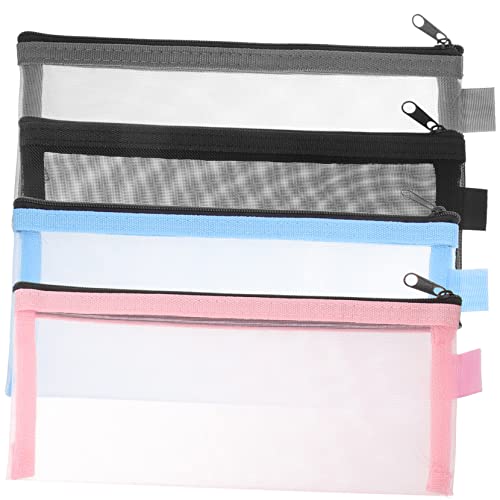 Holibanna 4 Stück Teiliges Transparenter Federmäppchen Multifunktionale Stiftetaschen Strapazierfähigem Nylon für Bürobedarf und Kosmetik Schwarz Blau von Holibanna