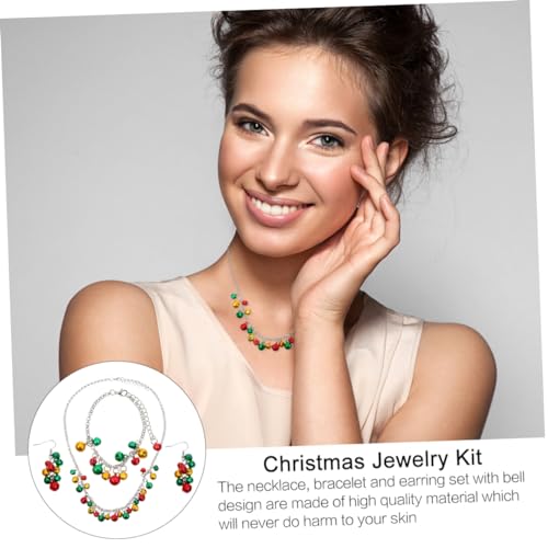 Holibanna 4 Stück Teiliges Weihnachts Schmuckset mit Farbenfrohen Glocken Halskette Armband und Ohrsteckern Festliche Accessoires für Weihnachten Partys und Familienfeiern von Holibanna