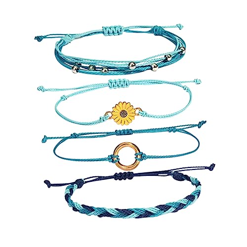 Holibanna 4 Stück Verstellbare Sonnenblumenarmband Set Teiliges Handgefertigtes Geflochtenes Armband für Damen und Herren Wasserdichtes Design für Freunde und Familie von Holibanna