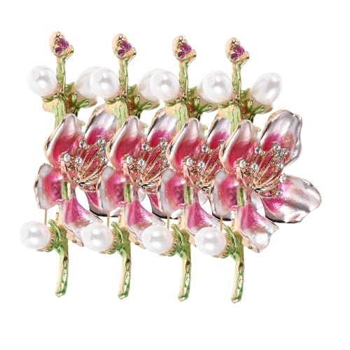 Holibanna 4stücke Strass-perlen-blumenbrosche Aus Legierung Dekorative Kragennadeln Stilvolle Blumen-anstecknadeln Für Kleider Perlen-blumen-anstecknadeln Für von Holibanna