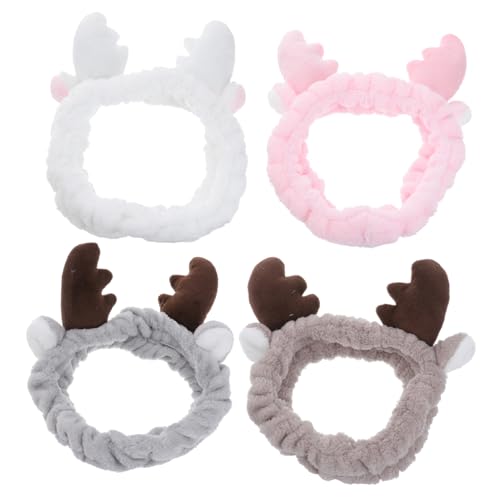 Holibanna 4 Stück Weihnachts Haarband für Frauen Dekorative Haarreifen mit Antlers für Mädchen Waschen Gesichts und Makeup Vielseitig Einsetzbar Plüsch Zufällige Farben Zufällige Farbe von Holibanna