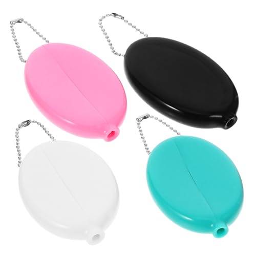 Holibanna 4 Stück Ovaler Münzbeutel Aus PVC Tragbare Münztaschen Mit Kette Für Männer Und Frauen Für Reisen Schlüssel Ringe Und Münzen Kompakt Und Leicht Schwarz Grün Weiß Rosa von Holibanna