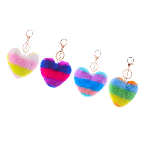 Holibanna 4 Stück stylischer Schlüsselanhänger Fälschung Schlüsselanhänger Frauen Schlüsselanhänger süß Kleines Abs girsch weiblichkeit Schlüsselhalter Plüsch-Herz-Schlüsselanhänger von Holibanna