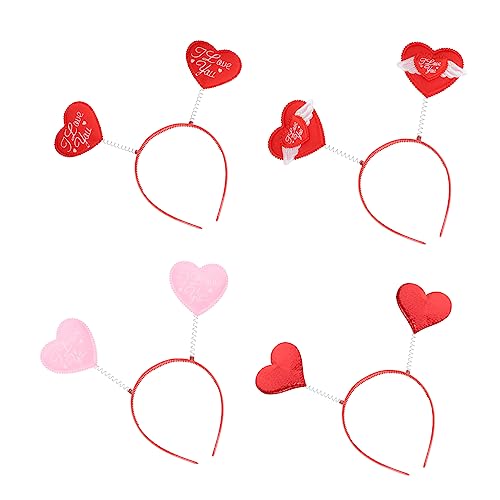 Holibanna 4 Stück Valentinstag Stirnband Liebes-herz-kopfbopper Liebesherzkopfbopper Amorkopf-bopper Herz-kopf-bopper Amor Stirnband Herz Haarband Fräulein Plastik Mädchen Kleidungsstücke von Holibanna