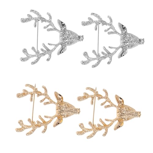 Holibanna 4Stücke Elchkopf Brosche Pins für Damen Metall Broschen für Schal Hut Geschenkidee für Jubiläen Weihnachten Besondere Anlässe von Holibanna