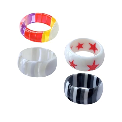 Holibanna Modischer Fingerring 4 Stück Aus Harz Einzigartiger Dekorativer Ring in Verschiedenen Farben Feine Verarbeitung Leicht Und Vielseitig Für Kostüm Alltag Und Besondere Anlässe von Holibanna