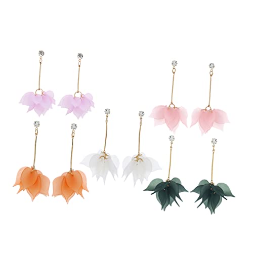Holibanna 5 Paare Lange Quasten Ohrringe Mehrschichtige Blütenblatt Anhänger Ohrstecker Damen Leicht Tragbar Modisch Für Alltag Party Hochzeit Zufällige Farbe Zufällige Farbe von Holibanna