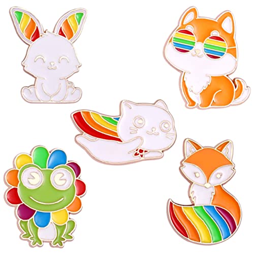Holibanna 5 Stück Teiliges Cartoon Tier Broschen Bunte Anstecknadeln mit Regenbogenaugen Vielseitige Kleidung Dekoration Pins für Damen Einfache Befestigung an Jacken Taschen von Holibanna