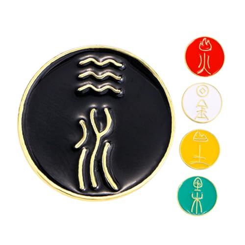 Holibanna 5 Stück Teiliges Chinesische Broschen Metalllegierung mit Bedeutungsvollen Symbolen Dekorative Pins für Kleidung und Rucksäcke Langlebige Anstecknadeln für Männer und Frauen von Holibanna