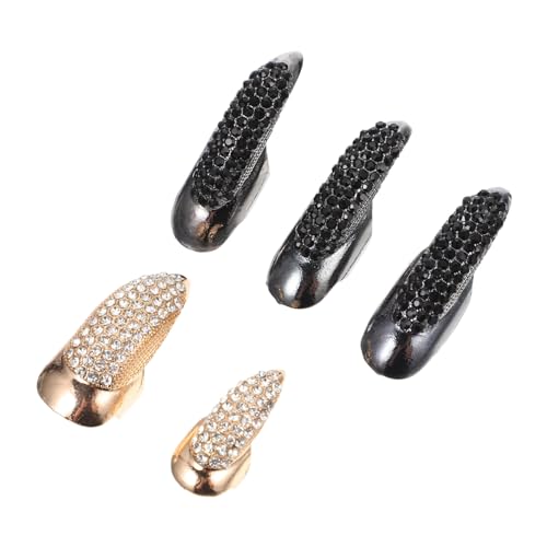 Holibanna 5 Stück Teiliges Punk Finger gelenk ring mit Strass Kreativer Modischer Schmuck Langlebige Metalllegierung Inklusive Schwarzer Daumen Kleiner Finger ringe Goldfarbene Ringe für von Holibanna