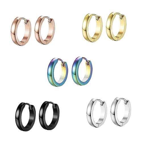 Holibanna 5 Stück Teiliges Titanstahl Ohrstecker Gebogene Ohrhänger Silber Bunt Schwarz Gold und Roségold Langlebig Elegantes Design Unisex Ohrschmuck für Party und Holibanna 5 Stück Teiliges Titanstahl Ohrstecker Gebogene Ohrhänger Silber Bunt Schwarz Gold und Roségold Langlebig Elegantes Design Unisex Ohrschmuck für Party und von Holibanna