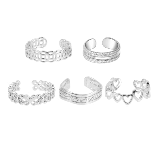 Holibanna 5 Stück Teiliges Verstellbares Zehenring für Frauen Fußschmuck Fußschmuck Dekoration für Strand und Partys für Alltag und Besondere Anlässe von Holibanna
