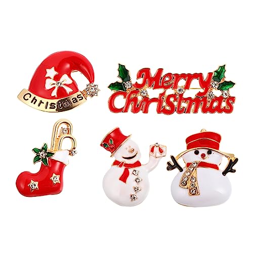 Holibanna 5 Stück Teiliges Weihnachts Broschen Niedliche Anstecknadeln für Kleidung Dekoration Weihnachtsornamente Rot Hochwertiger für und Festliche Anlässe von Holibanna