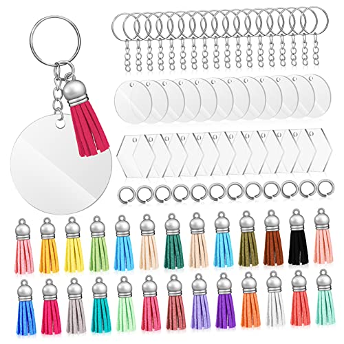 Holibanna Schlüsselanhänger Rohlinge 50 Stück Rund und Hexagonal Transparent Selbstgemacht Schlüsselring Zubehör für Schmuckprojekte für Bastelarbeiten von Holibanna