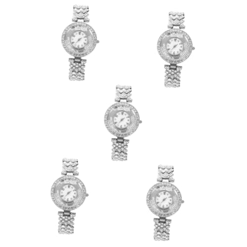 Holibanna 5St Damenuhr mit Strass-Stahlband kreative Uhr Diamant-Armbanduhr für Damen Uhren Ornament Geschenk Armbanduhr für Mädchen Mädchenuhr Gürtel Anschauen Silberne Uhr schmücken Frau von Holibanna