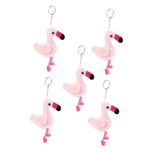 Holibanna 5St Plüsch-Anhänger Plüsch Flamingos Schlüsselanhänger Mini-Rucksack-Geldbörse Schlüsselbund Schlüsselringe Cartoon-Tiere Schlüsselanhänger Cartoon-Plüsch-Flamingos klein von Holibanna