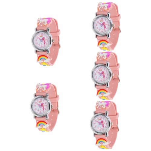 Holibanna 5St Zeichentrickuhr für Kinder Mädchen leichte Kinderuhr Uhrenschmuck Studenten Kinder Armbanduhr schöne Kinderuhr Zubehör Anschauen Dekorationen schmücken Kleinkind Gurt Kieselgel von Holibanna