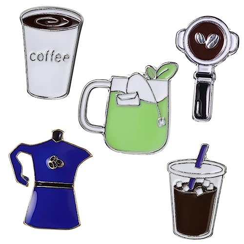 Holibanna 5stücke Kaffee-anstecker Kaffee-brosche Emaille-anstecker Für Rucksäcke Und Kleidung Anstecknadel Für Kleidung Und Taschen von Holibanna