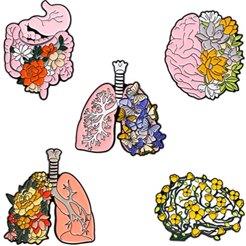 Holibanna 5st Gehirn Brosche Rucksack Für Frauen Orgel Brosche Menschliche Organbroschen Kreative Anstecknadel Biologienadel Für Rucksack Wäscheklammer Legierung Emaille Fräulein Kleidung von Holibanna
