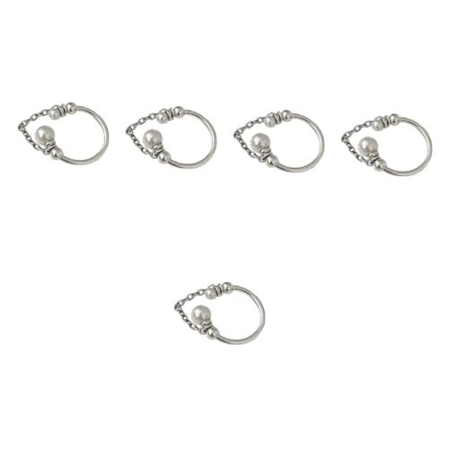 Holibanna 5st Perlen Ketten Ring Ringe Für Mädchen Vintage-ringe Für Frauen Damenringe Perlenringe Für Frauen Retro Offene Ringe Perle Offener Ring Einstellring S925 Silber- Sterling Silber von Holibanna