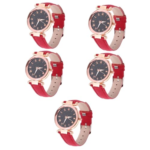 Holibanna 5St Quarz Damenuhren Frauen Uhren Studenten schauen zu Männer sehen Uhr mit Lederarmband herrenuhren Damen Armbanduhr Frauen schauen zu Gürtel Anschauen Kinder Uhr Fräulein Quarz von Holibanna