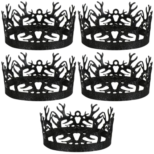 Holibanna 5st Vintage Hofkrone Dekor Schwarze Scrunchies Für Haare Mittelalterlicher Stil Halloween-cosplay-zubehör Schwarze Königskronen Für Männer Legierung Mann Lieferungen Prinzessin von Holibanna