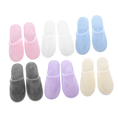 Holibanna 6 Paare Gästeschuhe Bunt Waschbare Rutschfeste Hausschuhe mit Geschlossenem Zehenbereich Leichte Hotel Spa-slipper für Innenräume Reisen Gästezimmer von Holibanna