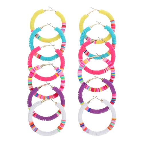 Holibanna 6 Paare Polymer Clay Bead Ohrstecker Bunte Vinyl Disc Perlen Offene C förmige Creolen Ohrringe Handgefertigt Leicht Kombinierbar für Damen Alltag und Party Holibanna 6 Paare Polymer Clay Bead Ohrstecker Bunte Vinyl Disc Perlen Offene C förmige Creolen Ohrringe Handgefertigt Leicht Kombinierbar für Damen Alltag und Party von Holibanna