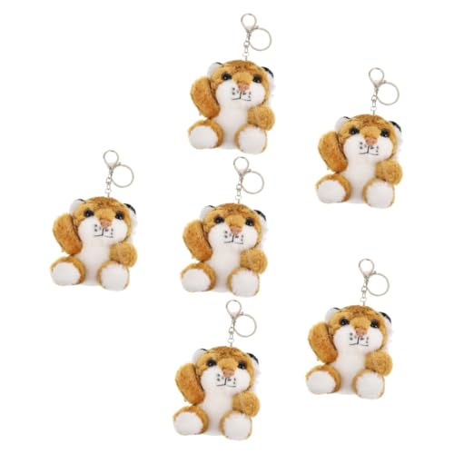 Holibanna 6 STK Baby-Tiger-Schlüsselanhänger Spielzeuge Tiger-Puppe-Anhänger Minipuppe Ornament Taschen-DIY-Anhänger DIY Puppe zum Aufhängen einzigartig Dekorationen Plüschpuppen schmücken von Holibanna