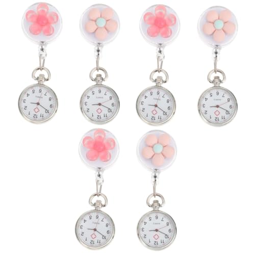 Holibanna 6 STK Schüler Examen Taschenuhr Sporttasche Broschen Für Damen Uhren Für Damen Aufsteck-hängeschwester Pflegeuhr Clip-Uhr Blumen-hängeuhr Zinklegierung Die Blumen Student Perlmutt von Holibanna