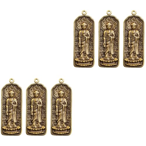 Holibanna 6 Stk Amulett kleine Kupferwaren Mini-Buddha-Figur Mini-Zubehör Golddekor Schlüsselringe DIY Schlüsselanhänger Anhänger Charms Schlüsselanhänger-Anhänger Jahrgang Buddha-Statue von Holibanna