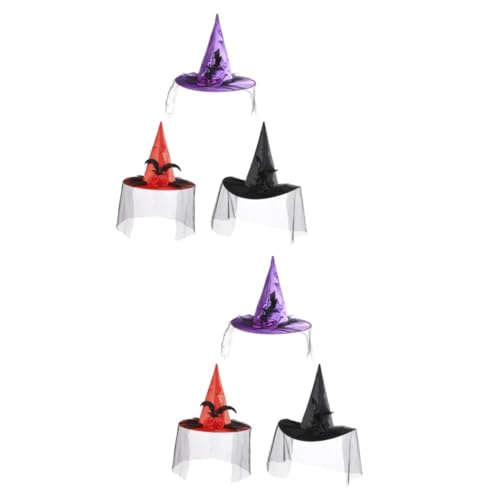 Holibanna 6 Stk Hexen Hut Hexen-partybevorzugung Hexenhüte Für Frauen Hexenmaschenhut Maskerade Hexenhut Hexen Stirnband Hexenhut Mit Schleier Halloween-kostümhut Zaubererhut Stoff Kind Tuch von Holibanna