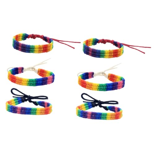 Holibanna 6 Stück Handgefertigte Regenbogen Armbänder aus Geflochtenem Seil Verstellbare Pride Schmuckstücke für Männer und Frauen Bunte DIY Freundschaftsarmbänder als Festival Accessoire von Holibanna