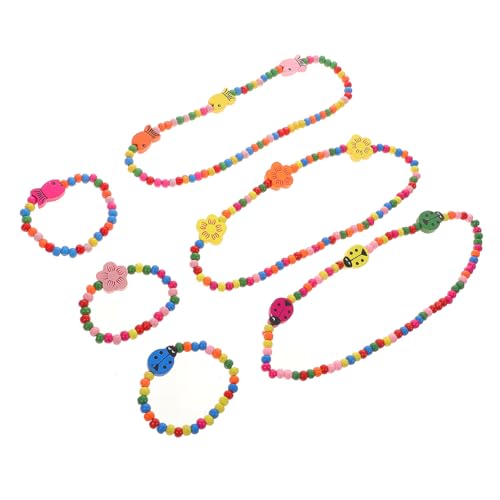 Holibanna 6 Stück Sets Zubehör für Weihnachtsfeiern Tarot-Schlüsselanhänger Gummispikes Kinderarmbänder armbänder für kinder Holzperlen Schmuckset Perlenkette Halskette Hölzern von Holibanna