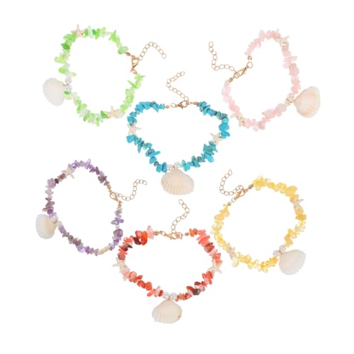 Holibanna 6 Stück Teiliges Boho Fußkettchen mit Natürlichen Muscheln und Steinen Handgefertigte Verstellbare Strand Schmuck für Frauen Vielseitige Urlaub Fußkette Langlebig und Sommerlich von Holibanna