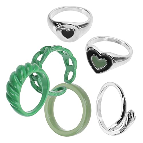 Holibanna 6 Stück Teiliges Set Herzringe für Damen Kreative Verstellbare Knuckle Ringe Chic Schmuck für Sommer für Alltag Partys von Holibanna