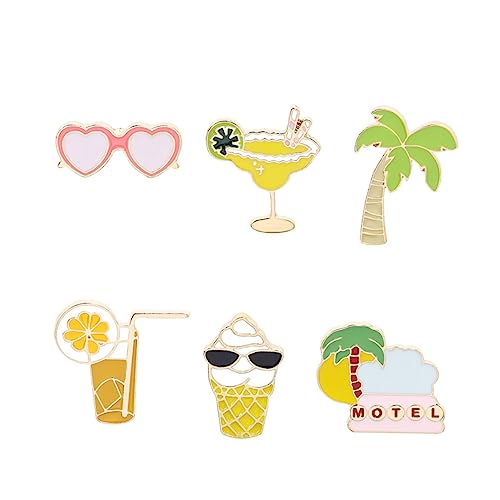 Holibanna 6 Stück Teiliges Set mit Kokosnussbaum und Orangensaft Anstecknadeln für Kostümpartys Kreative Accessoires für Damen und und Dekoration von Holibanna