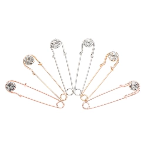 Holibanna 6 Stück Teiliges Strass Broschen aus Metall in Gold Roségold und Weiß Elegante Anstecknadeln für Kleidung Cardigans Pullover und Schals Modische Schmuck broschen für Damen von Holibanna