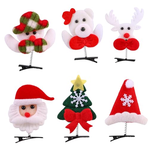 Holibanna 6 Stück Teiliges Weihnachts Haarclip mit Schneemann Weihnachtsmann und Tannenbaum Leichte Langlebige Haarschmuck Accessoires für Weihnachtsfeier und Festliche Partydekoration von Holibanna