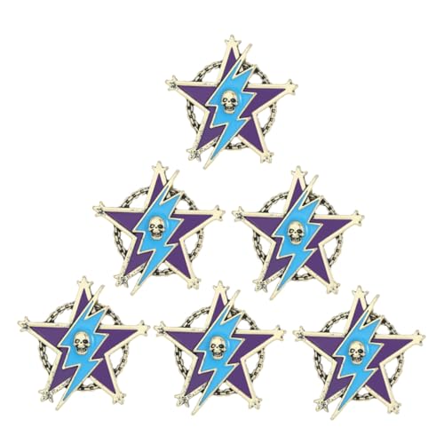 Holibanna 6 Stück Vintage Five-pointed Star Brosche mit Totenkopf-motiv Mini Anstecknadel aus Metall Sicherer Verschluss Stilvolles Accessoire für Herrenanzüge Hüte und Rucksäcke von Holibanna