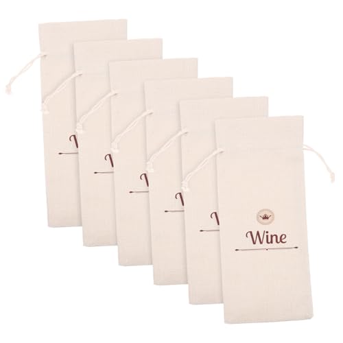 Holibanna 6 Stück Wiederverwendbare Weiße Leinensäckchen für Weinflaschen Stilvolle Tragbare Flaschentaschen mit Zugband Geeignet für Partys Geschenktüten und Weinpräsentationen von Holibanna