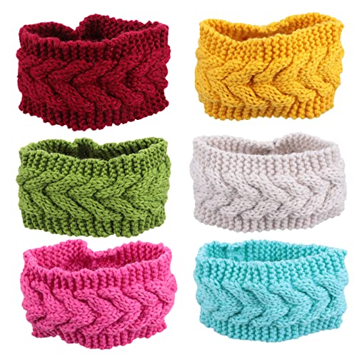 Holibanna 6 Stück elastisches Stirnband Wolle Ohrenwärmer Muffen gestrickt Schwarzes Stirnband warme Stirnbänder Ohrwärmer wärmeres stirnband damen Strickwickel Garn von Holibanna