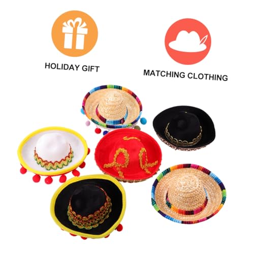 Holibanna Kinderhüte 6St Sombrero-Stirnbänder Cinco de Mayo Stirnband mexikanische party stirnbänder Hüte Hut Haarreif festlicher Strohhut Erwachsener kleiner Hut Partybedarf Kind von Holibanna