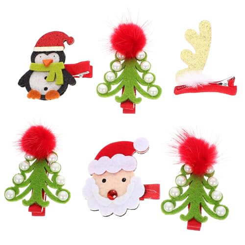 Holibanna 6st Weihnachtsbaum Spange Weihnachtskopfbedeckung Kinder Schöne Haarnadel Glitzer-haarspange Mädchen Hüte Weihnachtsbaum Haarspange Festival-kopfschmuck Zopfbögen Blitz von Holibanna